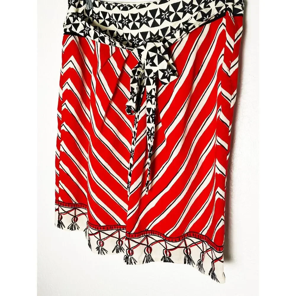 We Love Vera x Anthropologie‎ Women's Stars & Stripes Skirt Red Beige Black